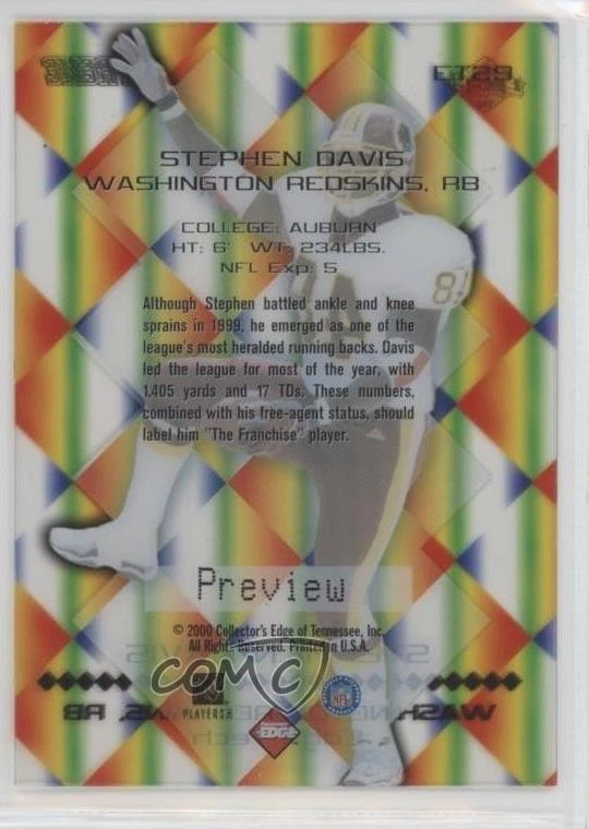 2000 Collector's Edge Supreme Edge Tech Preview Stephen Davis #ET29 - Image 2 of 2