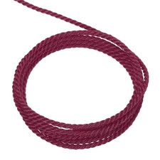 Twisted Cord Trim, 5 Yard 1mm 3-Ply Twine Braided Rope Thread, Wine Red