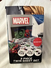 NEW Marvel AVENGERS Twin Sheet Set 1 Fitted 1 Flat Sheet 1 Pillowcase 3 Piece