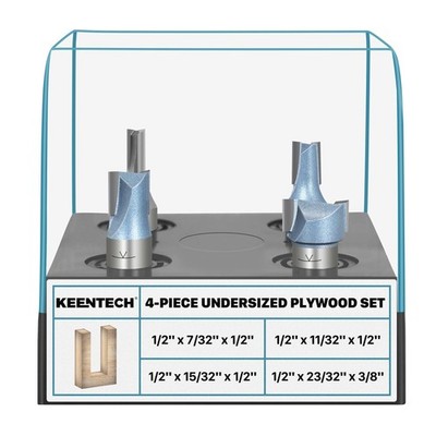 KEENTECH 4-Piece Router Bit Set for Undersized Plywood   1/2'' Shank, Preci