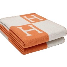Fleece Cashmere Blanket Plaid Warm Shawl Knitted Plush Cozy SofaBed 55x66 Orange