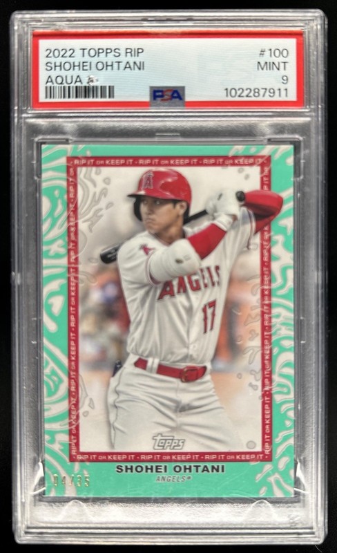 2022 Topps Rip Shohei Ohtani Unripped Aqua #/35 Angels PSA 9