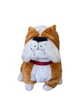 Bulldog Plush Stuffed Animal Toy with Red Collar