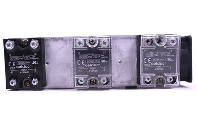 Baugruppe mit 3 Celduc SC842110 Halbleiterrelais 4-30 VDC & Kühlkörper