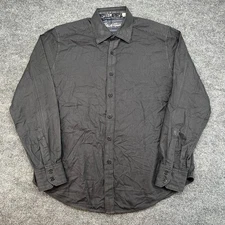 Robert Graham Dress Shirt Mens Medium Houndstooth Logo Long Sleeve Black Gray