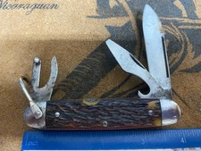 Imperial USA Vintage Scout Camp Knife, Jigged Brown Bone Handles