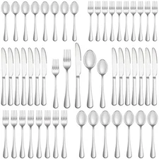 50 Piece Silverware Set Service for 10,Premium Stainless Steel Flatware Set,M...