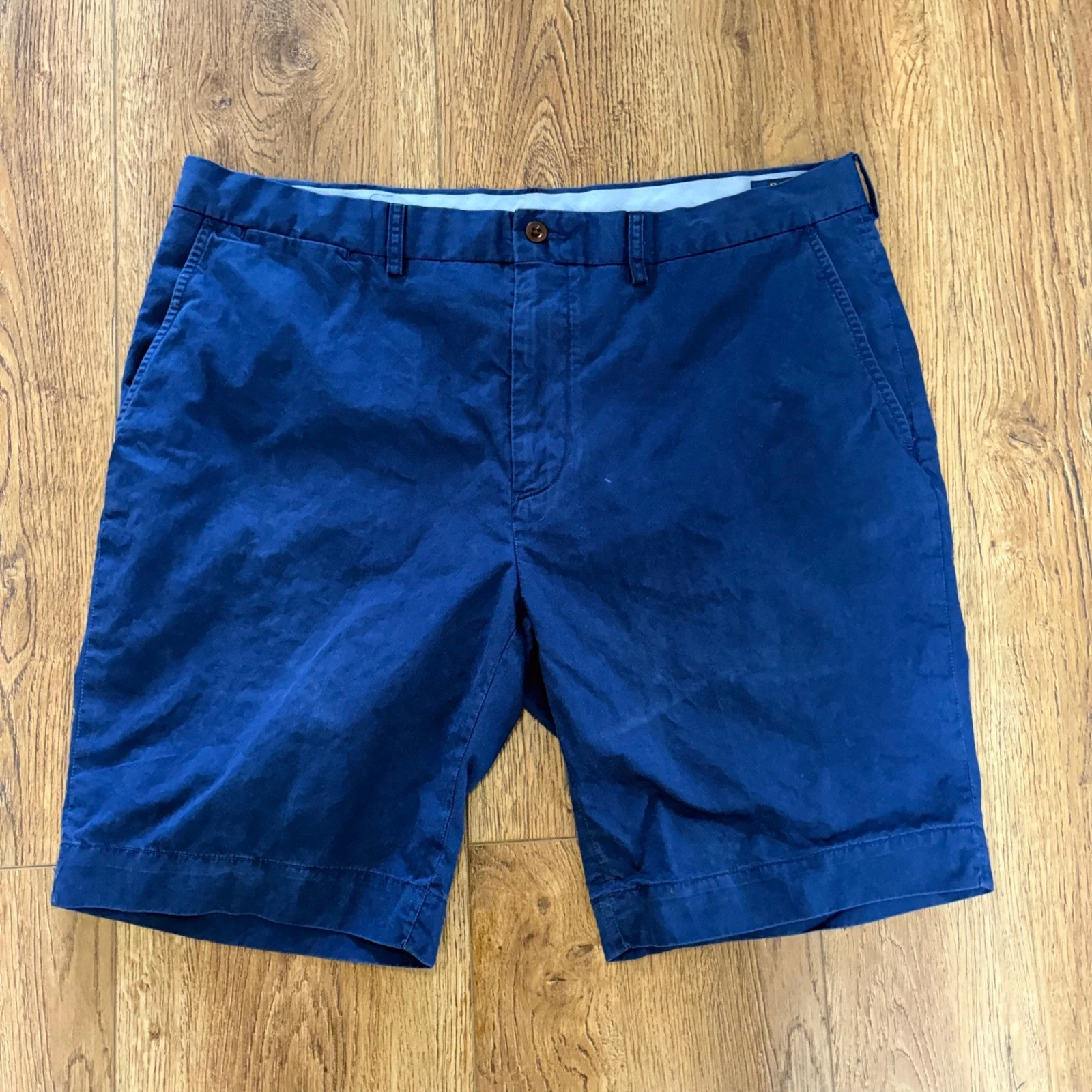 Polo Ralph Lauren Mens Size 38 Classic Fit Chino Shorts Navy Blue Cotton Preppy