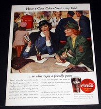 1944 OLD WWII MAGAZINE PRINT AD, COCA-COLA, HAVE A COKE WITH AN ALLIE, WAR JEEP!
