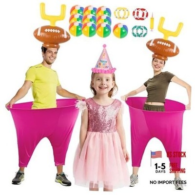 22PCS Granny Pants Yard Game Set, Oversized Pants with Inflatable Football Red