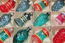 Lot VTG Unsilvered Glass Assorted BELL BERRY TWISTER Christmas Ornaments Premier