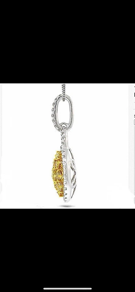 1,92 quilates Collar y colgante de diamantes amarillos de lujo natural GIA de oro blanco de 14K. Foto 2 de 4