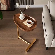 Small Side End Table New C Table Narrow Round Bed Sofa Couch Coffee Wanut Color