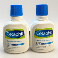 2 cetaphil gentle skin cleanser face/body 2oz scuffed bottle travel size