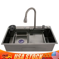 32" x18'' Drop-in Large Basin Kitchen Sink with Faucet Board 201 Stainless Steel