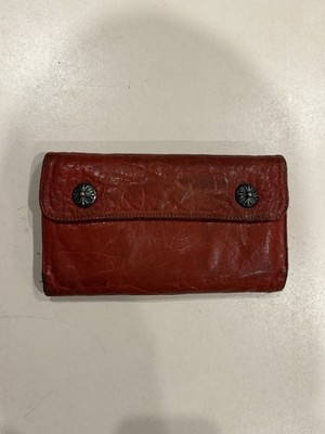 Chrome Hearts Wave Wallet Red Leather Silver Cross Snaps .925