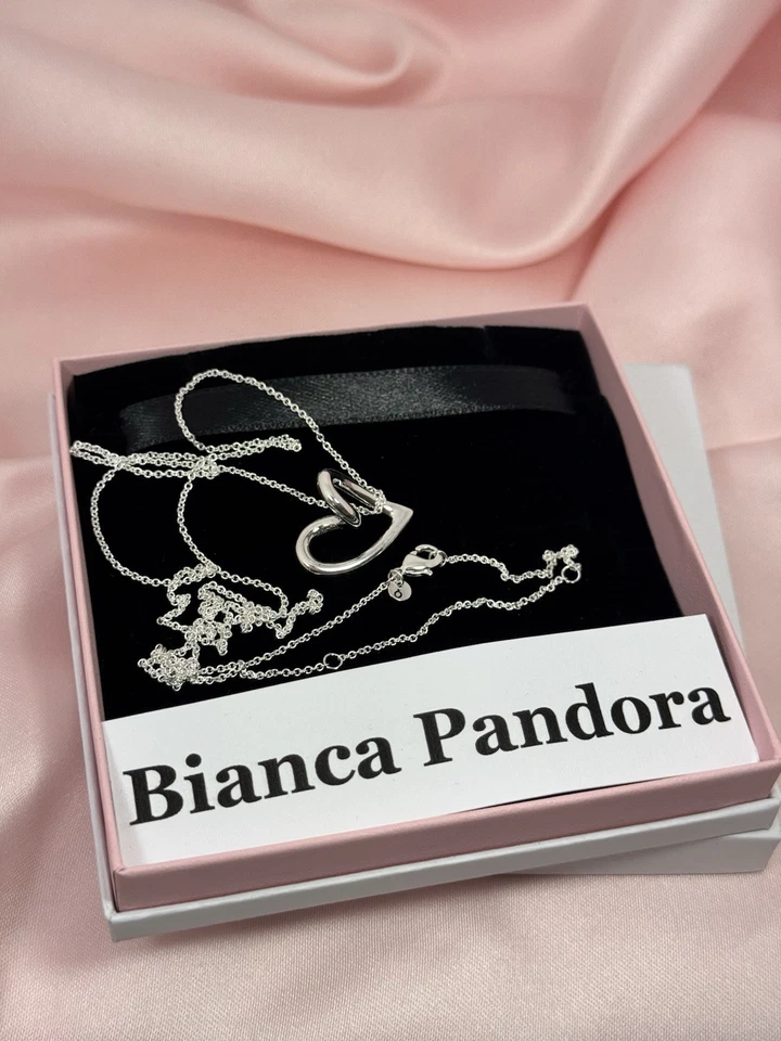 Collana Pandora Cuore Linea Sinuosa Argento - Immagine 4 di 4