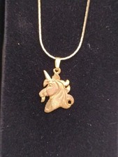 Small Unicorn Pendant 18 Kt Gold Shield Plated 18" Chain Necklace Executive Gift
