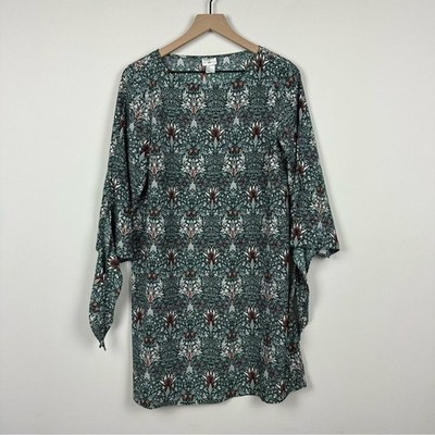 H&M Morris & Co Vintage Inspired Green Floral Shift Dress, 40 (US8)