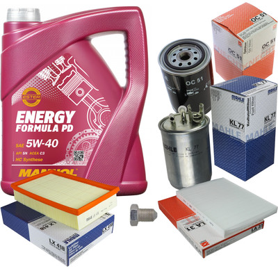 MAHLE Inspektionspaket 5 L MANNOL Formula 5W-40 für VW Caddy II Kasten 1.9 SDI