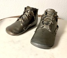 Vintage Copper Bronze Coated Baby Infant Shoes