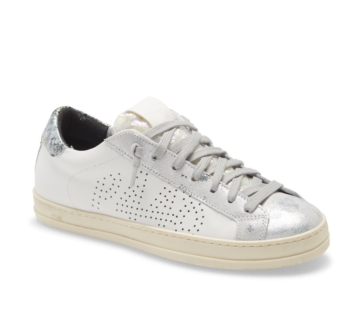 P448 John Paisley Lace up Low Top Sneakers Women's 40 White