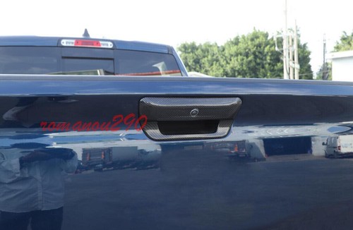 For Dodge Ram 1500 2019-21 ABS Carbon Fiber Rear Door Tailgate Handle Cover Trim - Picture 7 of 20