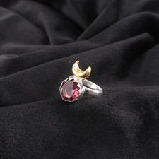 Rhodolite Gemstone 925 Sterling Silver Handcrafted Jewelry Ring Gift For Women