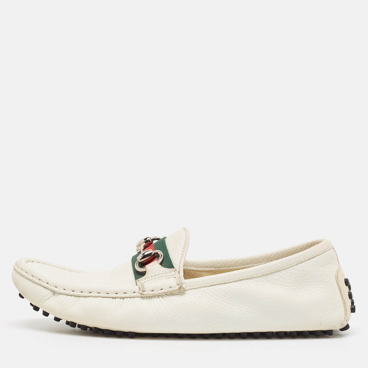 Gucci White Leather Web Slip On Loafers Size 38 | eBay