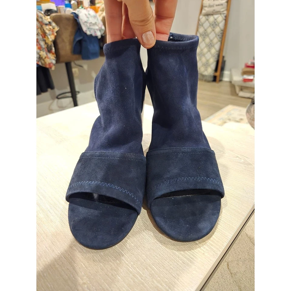 Patricia Nash Mujer Azul Gamuza Punta Abierta Botines Informales Elegantes Boho 8.5 Foto 2 de 4