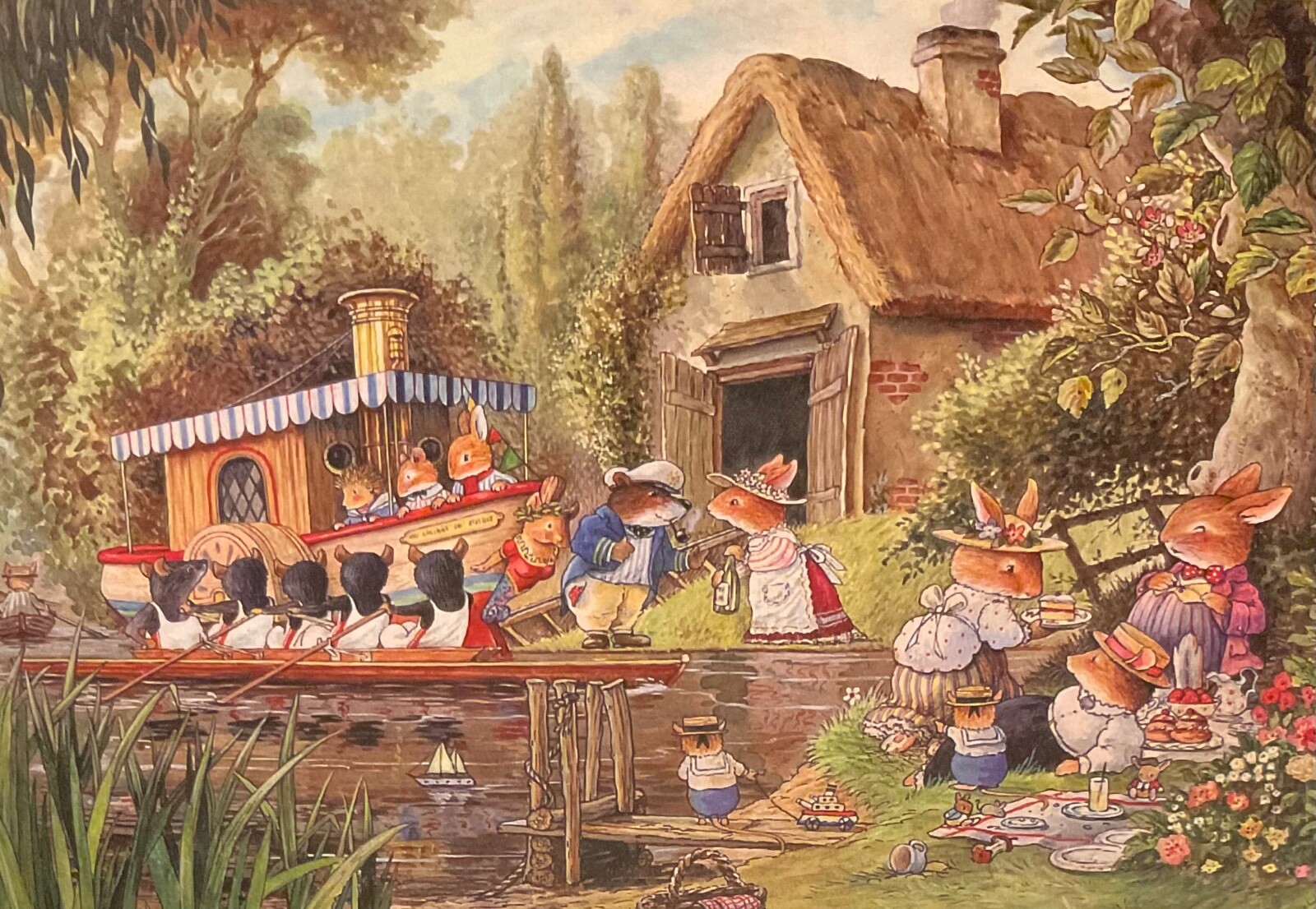 Vintage Nostalgic Woodland Animals Card ~ Boat Race ~B & C. Paterson~Single