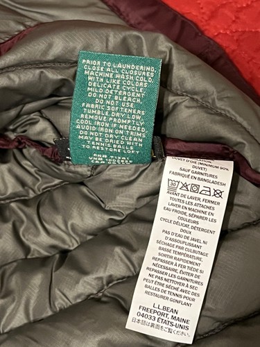 LL Bean Womens LARGE Ultralight 850 Down Hooded LONG Coat Jacket Parka Dark Plum - Picture 21 of 21