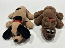 2 Pound Puppies Mini Plush 7  And 8  1980's Miniature Dog Stuffed Animal Vtg