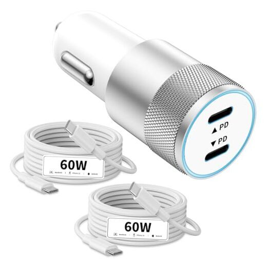 Car Charger,[MFi Certified] iPhone 15 Car Charger 72W Dual Port Car Charger