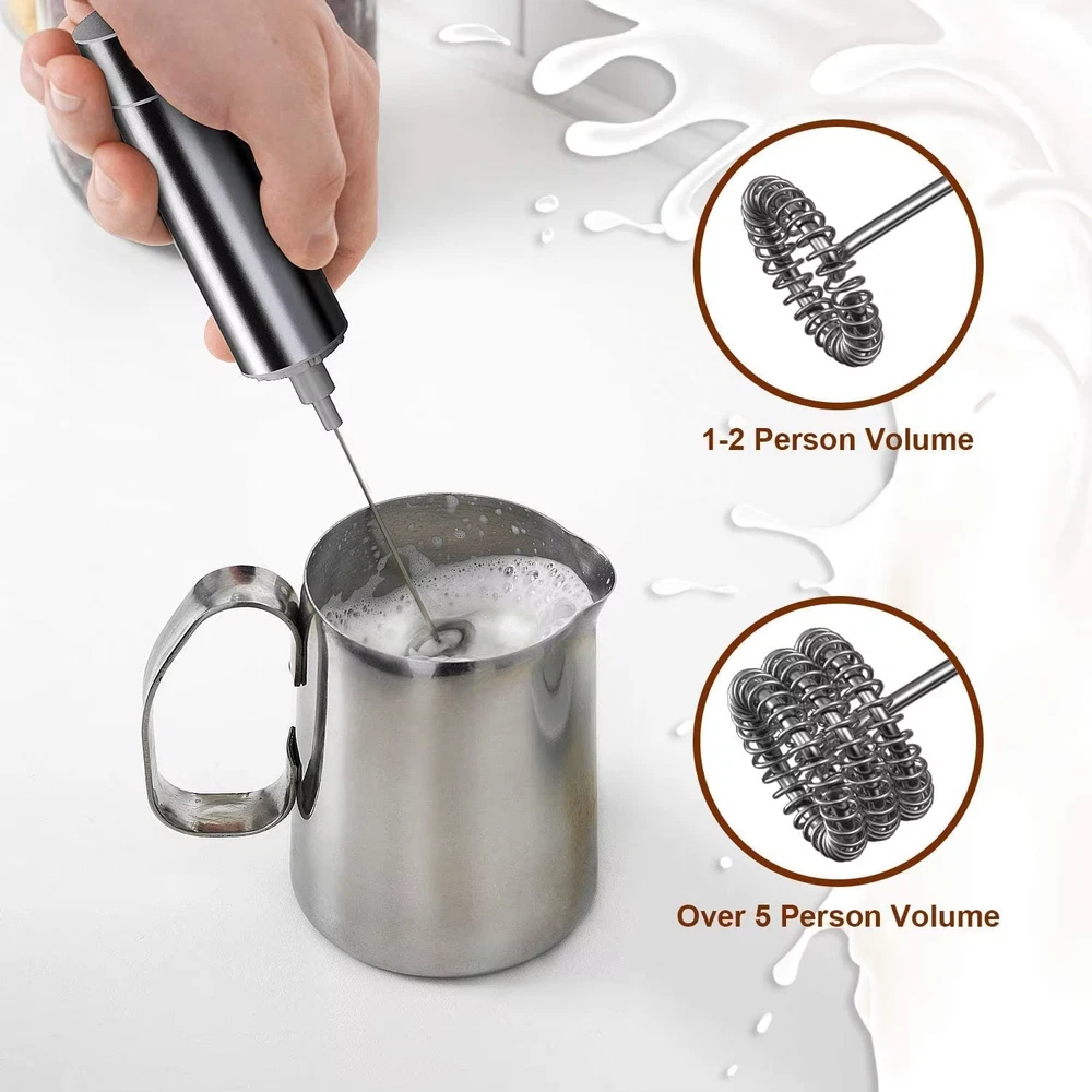 Milk Frother Handheld Three-Layer of Whisk- Battery Operated Electric Foam Maker