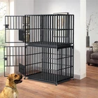 Heavy Duty Metal Cage Kennel with Casters Tray Anti Bite Double-layers Stackable