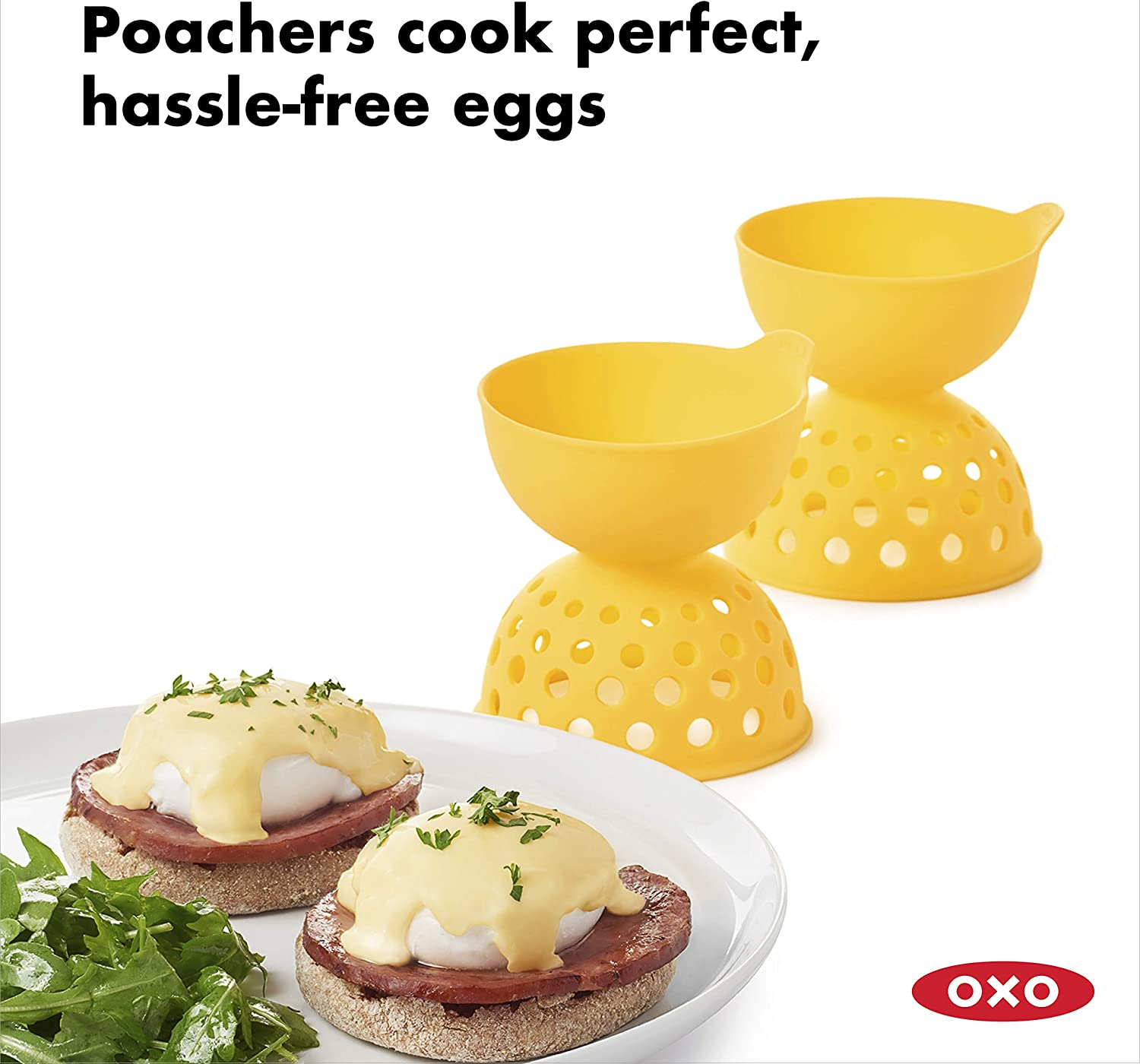 OXO 11207000 OXO GG Silicone Egg Poacher 2 Pack Quick Cooking, Yellow