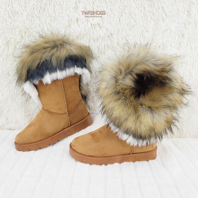 tan faux fur boots