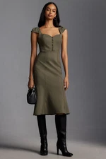 NWT Anthropologie Cecily Fit & Flare Sweetheart Dress XL Moss Green