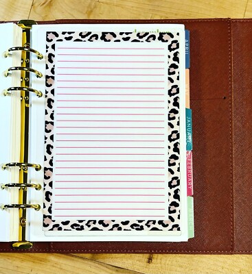 Lined Notes Wild Lists Dashboard Insert 4 use with ErinCondren A5 Ring Agenda