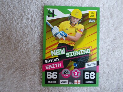 Cricket Attax The Hundred 2022 ''BRYONY SMITH'' #221 Rockets New Sign Trade Card