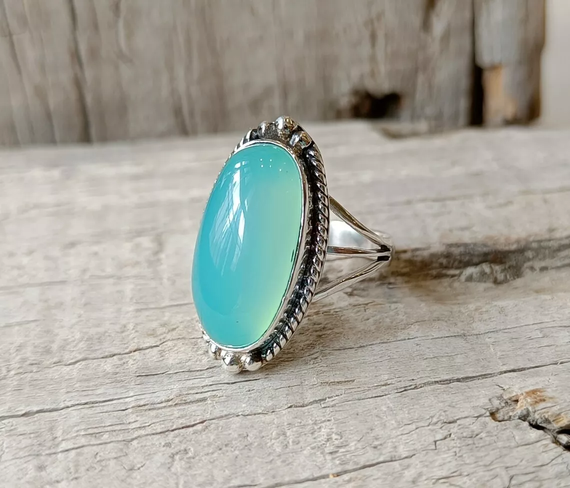 Joli Calc doine Bleue Gemme 925 Argent Bague Tout Taille AC 40 eBay