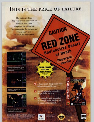 Red Zone Sega Genesis Video Game Art 1994 Vintage Print Ad Poster 