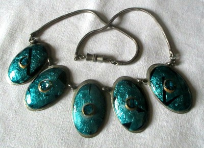 Collier Vintage Ancien En Turquoise Et Autres Pierres - Longueur ~43cm - Occasion