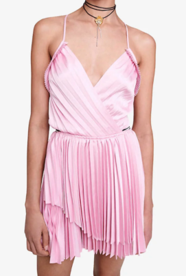 NEW MAJE PINK RIPLITAL PLEATED CUTOUT MINI DRESS SZ 40 | eBay