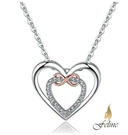 Colgante Collar  Infinito Corazón Doble