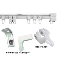 ILINE BENDABLE CURTAIN TRACK ALUMINIUM RAIL SET WITH PRO 60mm WALL FIX SUPPORT