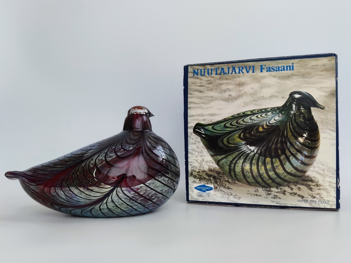 Oiva Toikka Pheasant bird Nuutajärvi Finland Art Glass Vintage