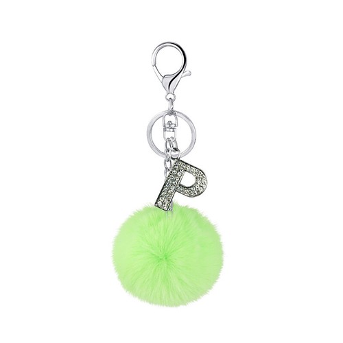Fluffy Fur Ball A-Z Letters Keyring Keychain Pompon Handbag Pendants Key Rings - Picture 17 of 46