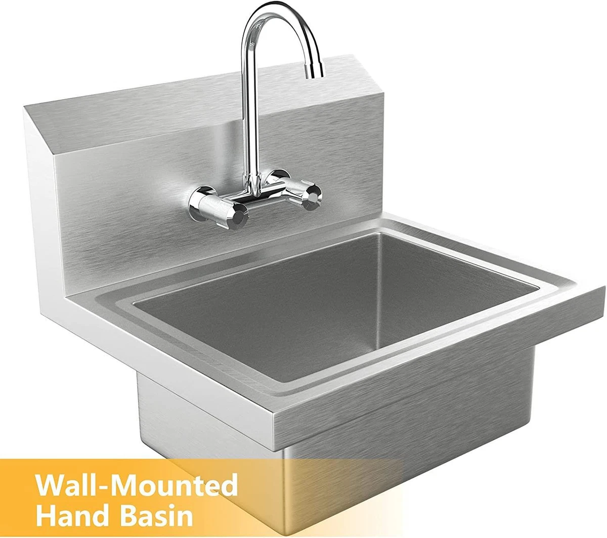 Commercial Hand Sink With Knee Valve - Stainless Steel, 16"x15", No-Lead Faucet (Model HS-1615KG) 3 thumbnail image